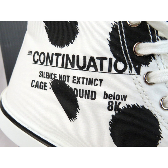 PRADA 1T618M WHITE BLACK POLKA CANVAS LOGO POINTY CAP HIGH TOP SNEAKERS 40 ITALY - Picture 12 of 15